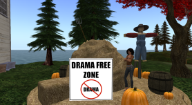 Drama Free Zone Sign Within a Virtual World